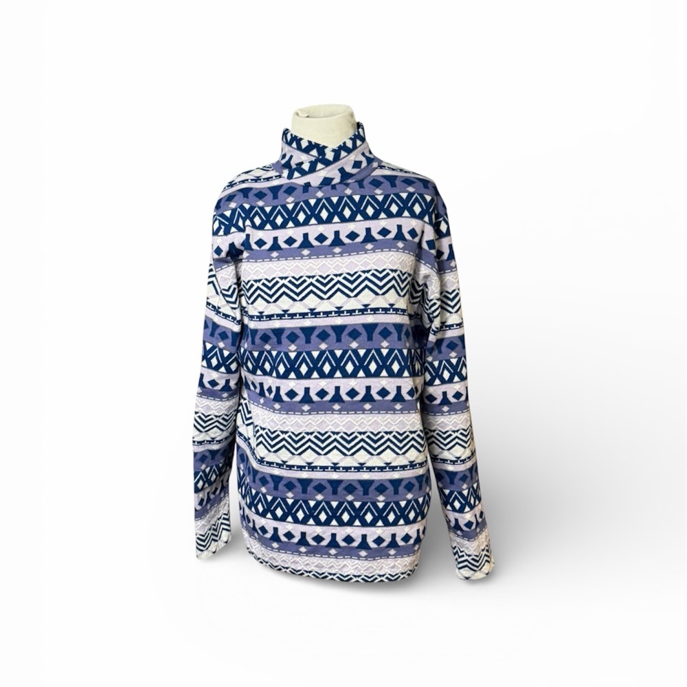 Duluth Trading Co S'no Sweat Nordic Fair Isle Coolmax Mockneck Sweater XL